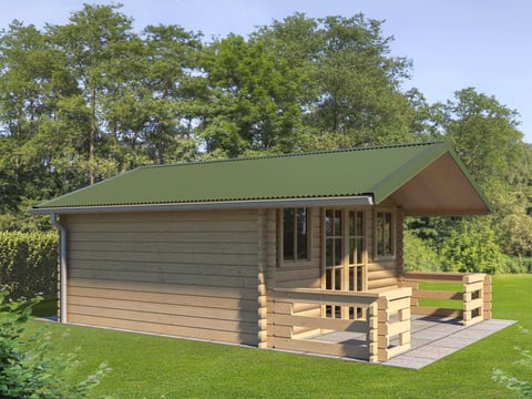 Gemütliches Gartenhaus mit robustem Wellblechdach in Resedagrün, eingebettet in eine natürliche Umgebung