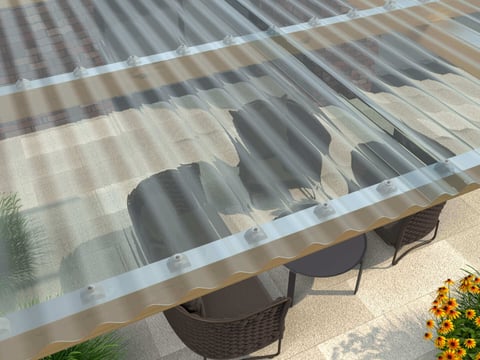Robuste Wellplatten bieten optimalen Schutz für Terrassen, mit UV-Beständigkeit und hoher Wetterfestigkeit - ideal für ein gemütliches Outdoor-Ambiente