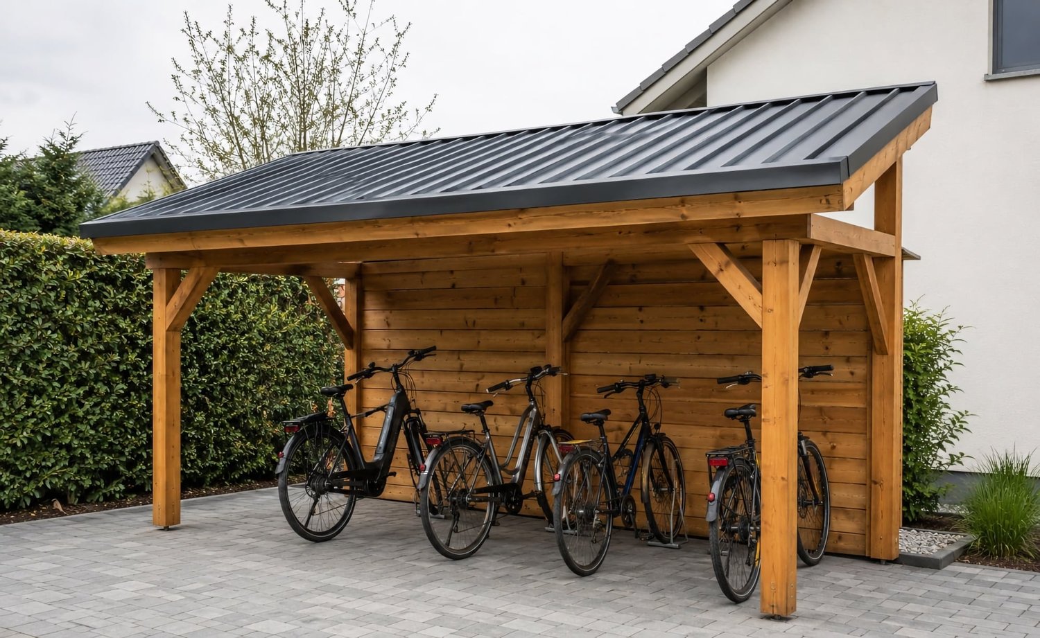 Fahrradunterstand mit Trapezblech-Dach für Räder und E-Bikes