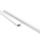 Abschlussprofil Oberseite 10 mm, weißes Aluminiumprofil, VLF, zwei Stangen schräg von oben