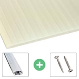 Acrylglas Stegdoppelplatte | 16 mm | Profil A1 | Sparpaket | Plattenbreite 98 cm | Opal Weiß / Gold | Breite 9,13 m | Länge 2,00 m