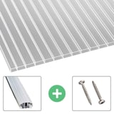 Acrylglas Stegdoppelplatte | 16 mm | Profil A1 | Sparpaket | Plattenbreite 98 cm | Klar | Breite 4,09 m | Länge 2,00 m