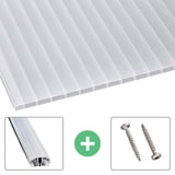 Acrylglas Stegdoppelplatte | 16 mm | Profil A1 | Sparpaket | Plattenbreite 98 cm | Opal Weiß | Breite 9,13 m | Länge 2,00 m