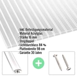 Acrylglas Stegdoppelplatte | 16 mm | Profil A4 | Sparpaket | Plattenbreite 98 cm | Klar | Breite 7,12 m | Länge 2,00 m
