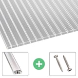 Acrylglas Stegdoppelplatte | 16 mm | Profil A4 | Sparpaket | Plattenbreite 98 cm | Klar | Breite 7,12 m | Länge 2,00 m