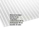 Acrylglas Stegdoppelplatte 16 mm, klar, mit eingeblendeten Eckdaten