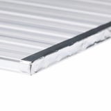 Aluminium Klebeband 16 mm, silber, auf der Oberseite einer transparenten Stegplatte verklebt