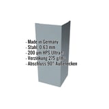 Außenecke aus Stahl, Fenstergrau RAL 7040, 0,75 mm, mit eingeblendeten Eckdaten