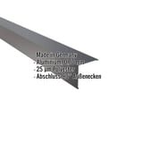 Außenecke Aluminium 0,70 mm Anthrazitgrau RAL 7016 mit Polyesterbeschichtung, Eckdaten eingeblendet