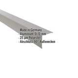 Außenecke Graualuminium RAL 9007, 0,70 mm, mit eingeblendeten Eckdaten