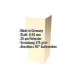 Außenecke Stahl Hellelfenbein RAL 1015, 0,50 mm Stärke, mit eingeblendeten Eckdaten