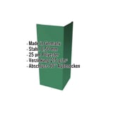 Außenecke Stahl Minzgrün RAL 6029, 0,50 mm, mit eingeblendeten Eckdaten zu Material und Beschichtung