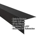 Außenecke Stahl Tiefschwarz RAL 9005, 0,50 mm, mit eingeblendeten Eckdaten