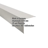 Außenecke Aluminium Weißaluminium RAL 9006, 0,70 mm, mit eingeblendeten Eckdaten