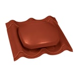 Dachflächenentlüfter aus rotem Kunststoff (RAL 3009) mit gewellter Basisplatte, Weckman