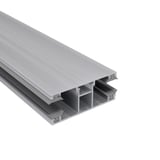 DUO Mittelprofil 10 mm aus blankem Aluminium, Seitenansicht mit sichtbaren Kammern und Nuten