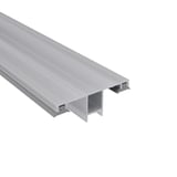 DUO Mittelprofil 10 mm aus blankem Aluminium, Seitenansicht mit H-förmigem Querschnitt und Dichtlippen