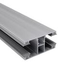 DUO Mittelprofil 16 mm aus blankem Aluminium, schraeg von oben mit sichtbaren Kammern und Dichtungen