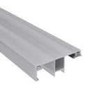 DUO Randprofil aus blankem Aluminium, 10 mm, Hauptansicht mit Hohlkammer und Befestigungsnuten