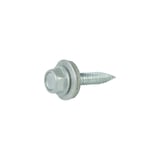 Edelstahlschraube mit Sechskantkopf und Dichtscheibe, Farbe Weißaluminium (RAL 9006), freigestellt
