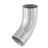 Fallrohrbogen aus Stahl in Weißaluminium (RAL 9006) mit 50 µm Polyurethan-Beschichtung