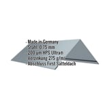 Firstblech flach Fenstergrau, Stahl 0,75 mm, 200 µm HPS Ultra, Eckdaten eingeblendet