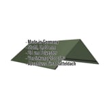 Firstblech flach Chromoxidgrün, Stahl 0,50 mm, 25 µm Polyester, mit eingeblendeten Eckdaten