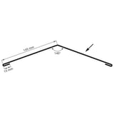 Technische Zeichnung Firstblech flach mit Massen 145 mm, 15 mm und Winkel 140 Grad