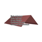 Firstblech flach Rotbraun, 0,50 mm Stahl, 25 µm Polyester, mit eingeblendeten Eckdaten