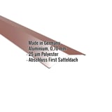 Firstblech flach Aluminium 0,70 mm Rotbraun RAL 8012 mit eingeblendeten Eckdaten