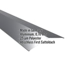 Firstblech flach Aluminium Anthrazitgrau, 0,70 mm, mit eingeblendeten Eckdaten