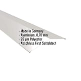 Firstblech flach Aluminium RAL 9006, 0,70 mm, 25 µm Polyester, mit eingeblendeten Eckdaten