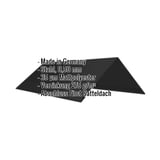 Firstblech flach, schwarz, 0,50 mm Stahl, mit eingeblendeten Eckdaten zu Material und Beschichtung