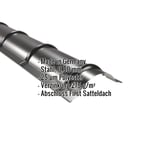 Firstblech halbrund Tiefschwarz mit eingeblendeten Eckdaten Stahl 0,50 mm und 25 µm Polyester Beschichtung