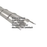 Firstblech halbrund Graualuminium, Stahl 0,50 mm, 25 µm Polyesterbeschichtung, Eckdaten eingeblendet