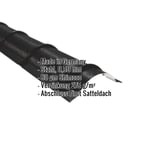 Firstblech halbrund Tiefschwarz, 0,50 mm Stahl, 80 µm Shimoco Beschichtung, mit eingeblendeten Eckdaten