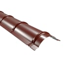 Firstblech halbrund Aluminium 0,70 mm Rotbraun RAL 8012, Hauptansicht von oben schraeg