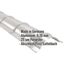 Firstblech halbrund Aluminium 0,70 mm Weißaluminium RAL 9006 mit eingeblendeten Eckdaten