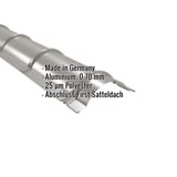 Firstblech halbrund Graualuminium mit eingeblendeten Eckdaten zu Material, Staerke und Beschichtung