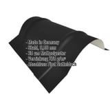 Firstblech halbrund klein Schwarz, Stahl 0,50 mm, mit eingeblendeten Produktdaten