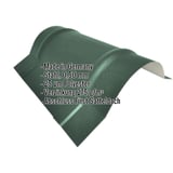 Firstblech halbrund klein Moosgrün, Stahl 0,50 mm, Polyester 25 µm, mit eingeblendeten Eckdaten