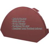 Firstblechendstück groß, Stahl 0,50 mm, Rotbraun RAL 8012, mit eingeblendeten Eckdaten