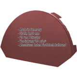 Firstblechendstück klein, rotbraun RAL 8012, Stahl 0,50 mm, mit eingeblendeten Eckdaten