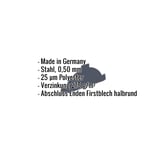 Firstblechendstück Anthrazitgrau, Stahl 0,50 mm, Polyester 25 µm, mit eingeblendeten Eckdaten