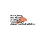 Firstblechendstück Kupferbraun RAL 8004, 0,50 mm Stahl, mit eingeblendeten Eckdaten