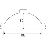 Technische Zeichnung Firstblechendstück halbrund mit Massangaben 190 mm Breite und 70 mm Höhe