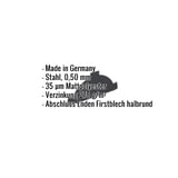 Firstblechendstück dunkelgrau, Stahl 0,50 mm, Mattpolyester Beschichtung, Eckdaten eingeblendet