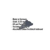 Firstblechendstück Anthrazitgrau, Stahl 0,50 mm, Puramid 60 µm, mit eingeblendeten Eckdaten