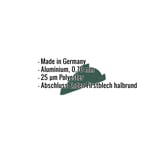 Firstblechendstück Aluminium 0,70 mm Moosgrün mit eingeblendeten Eckdaten