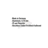 Firstblechendstück Aluminium 0,70 mm Weißaluminium RAL 9006 mit eingeblendeten Eckdaten